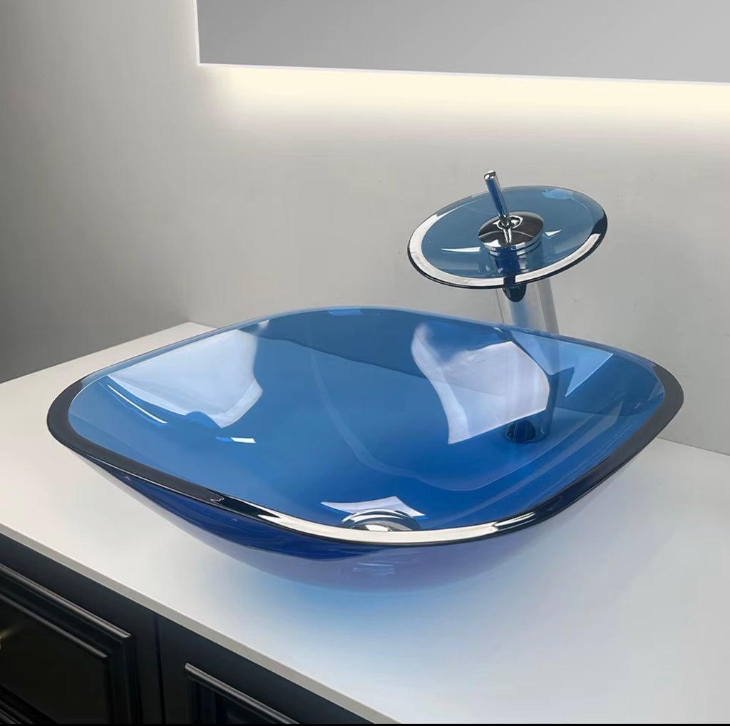 Adriana Sculptural Glass Vessel Sink Set