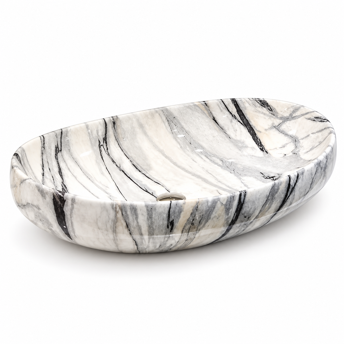 Seraphina Marble-Pattern Oval Vessel Sink