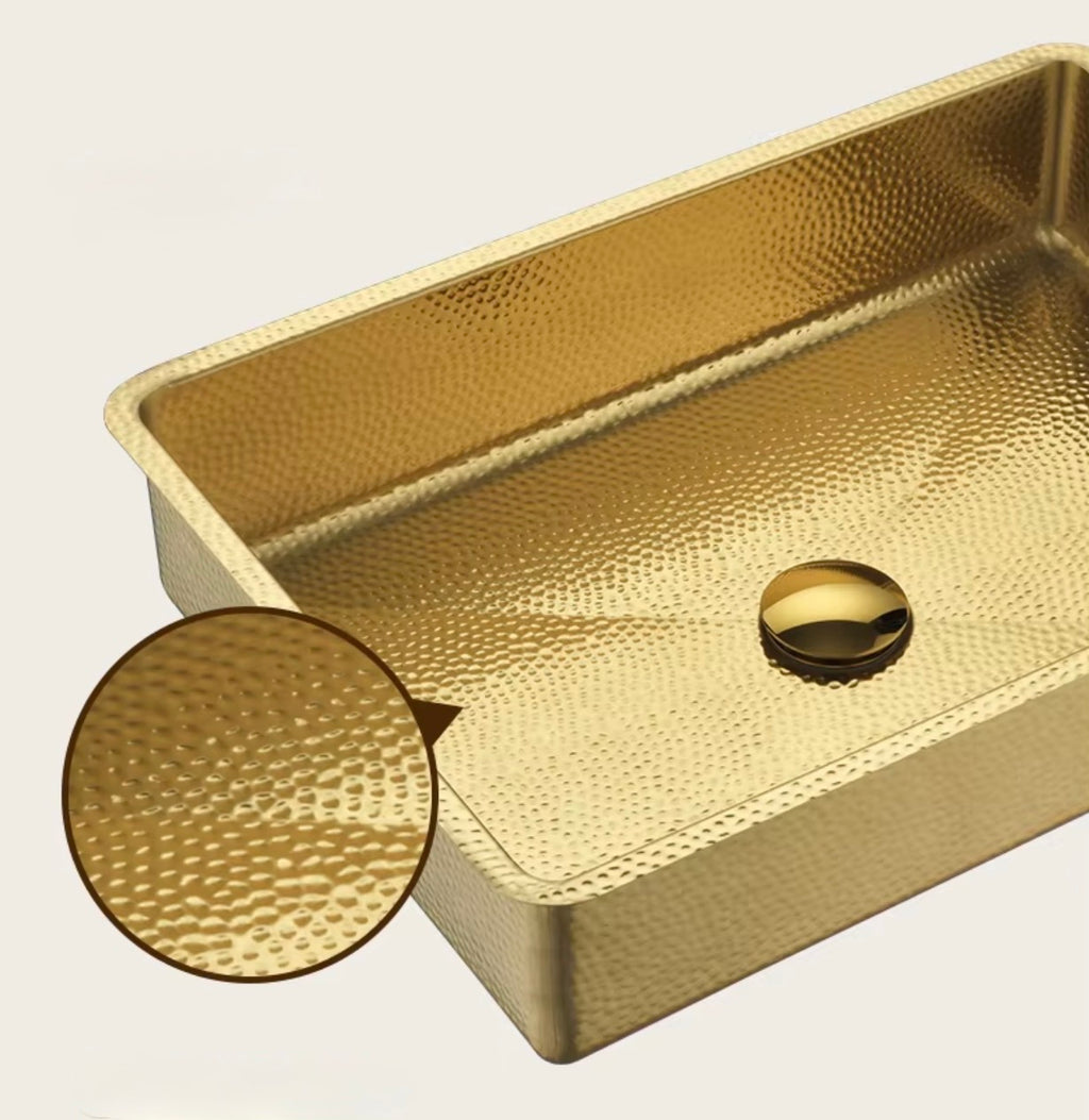 Belluno Hammered Gold Stainless Steel Vanity Sink