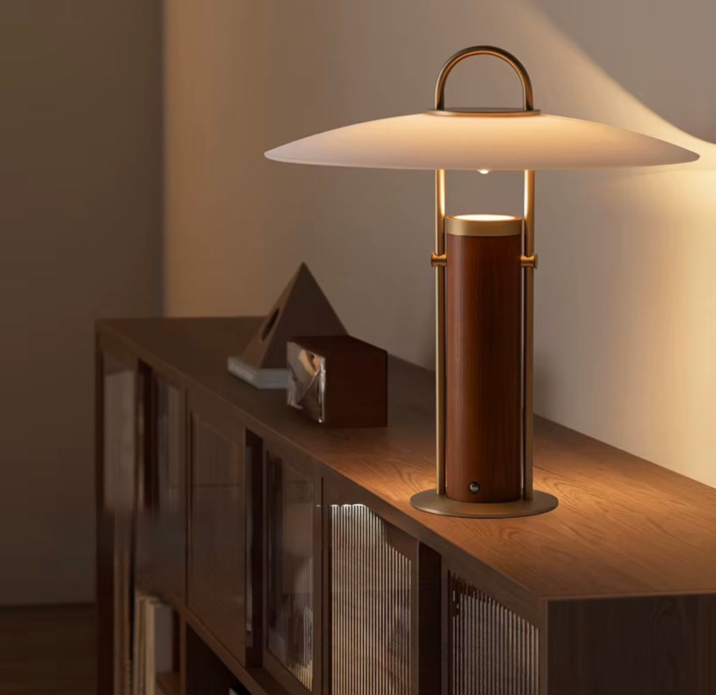 Marceau Walnut & Brass Table Lamp