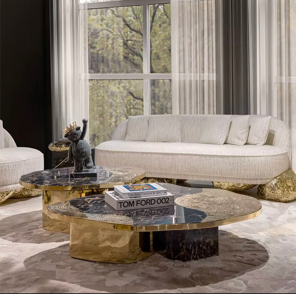 Casa Milano™ Luxury Marble Coffee Table Set – Black & White | Italian Modern Design