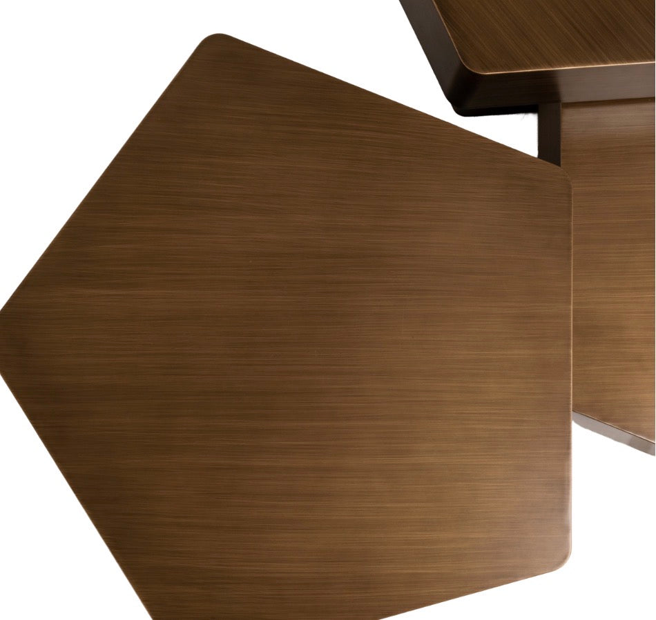 Hexa Brushed Gold Sculptural Coffee Table Set