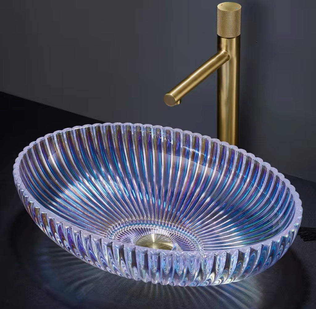 VENEZIA FLUTED GLASS OVAL VESSEL SINK