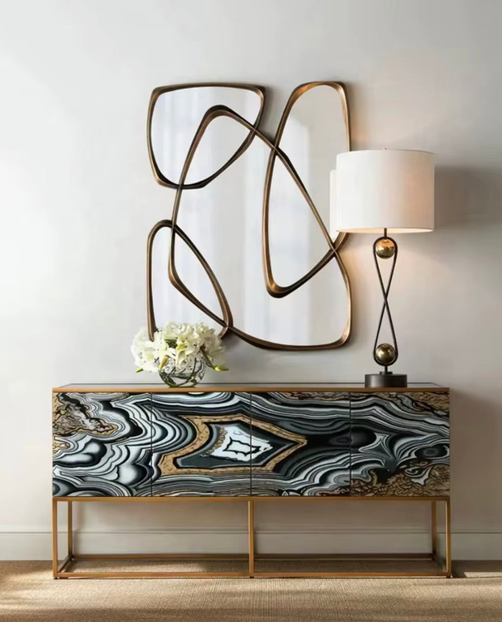 Asymmetrical Gold Wall Mirror