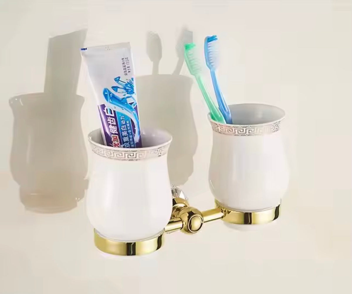 Amelia 7-Piece Golden Crystal Bathroom Hardware Set