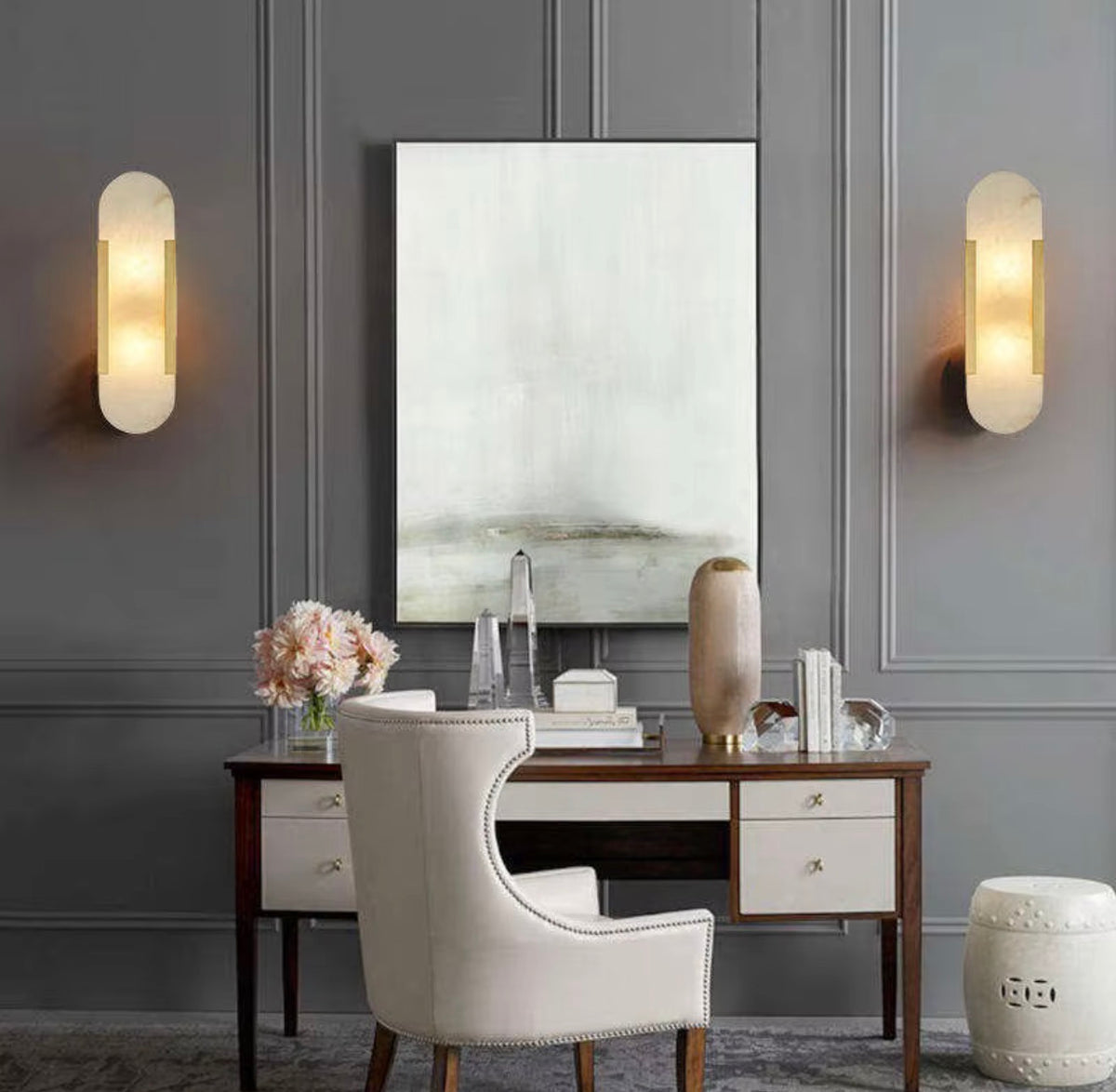 Aurelio Alabaster Natural Marble Wall Sconce