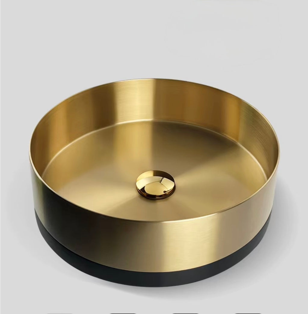 Vittoria Two-Tone Gold & Black Stainless Steel Vessel Sink