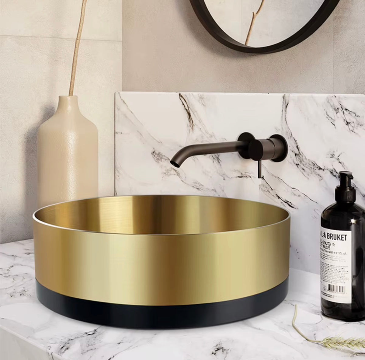 Vittoria Two-Tone Gold & Black Stainless Steel Vessel Sink