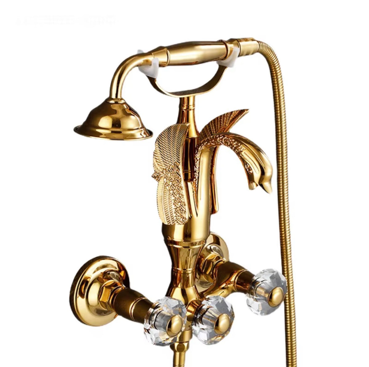 Vittoria Swan Sculptural Brass Shower Set