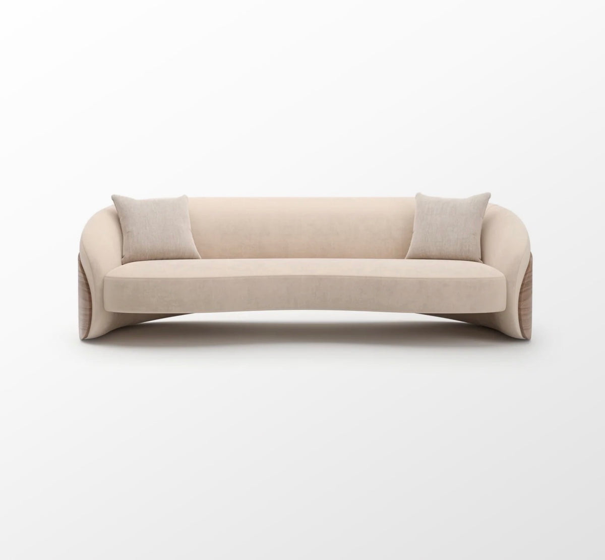 Fleur Wood Back Curved Sofa – Ivory