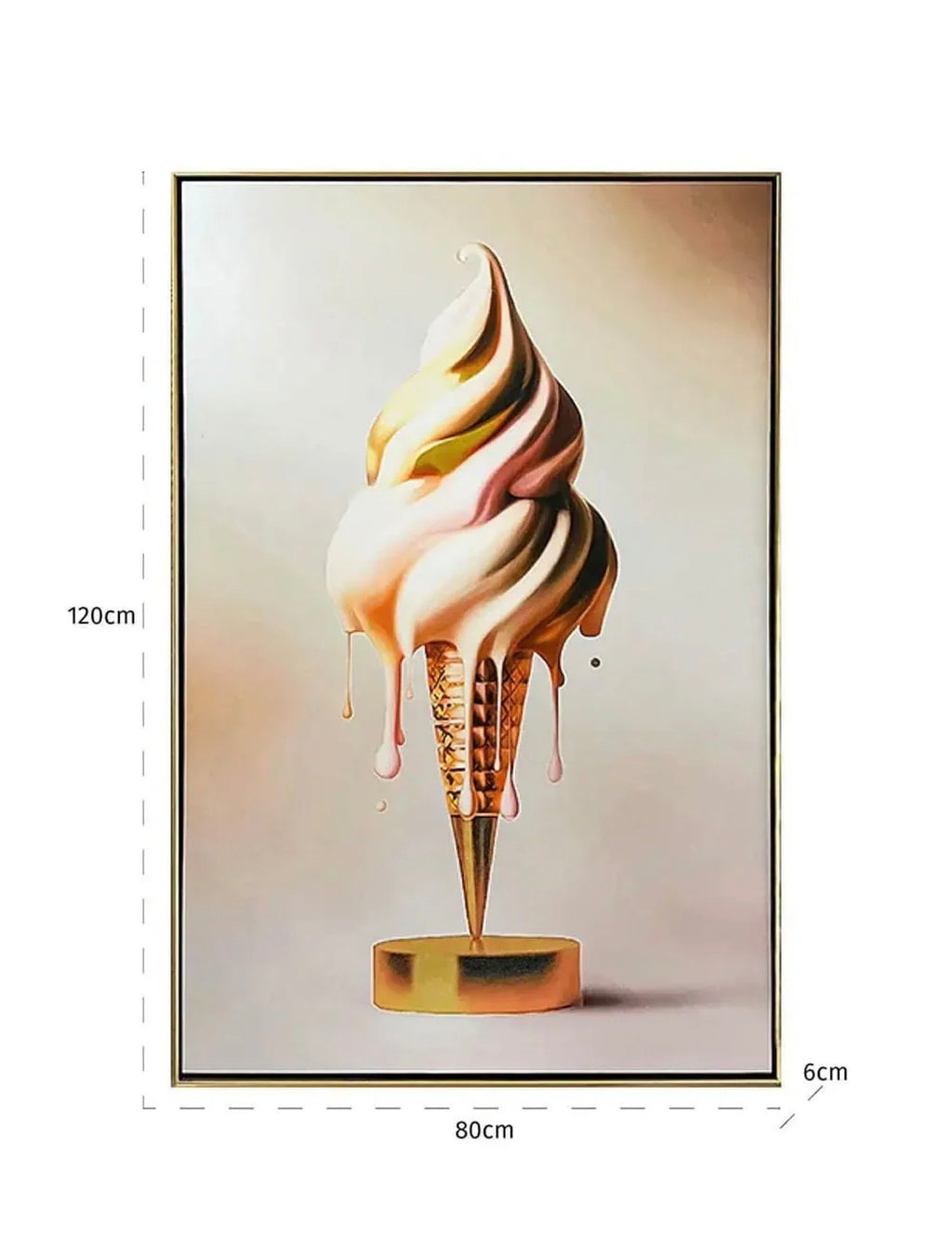 Casa Milano Gold Cone Ice Cream Wall Art – Luxury Contemporary Statement Piece