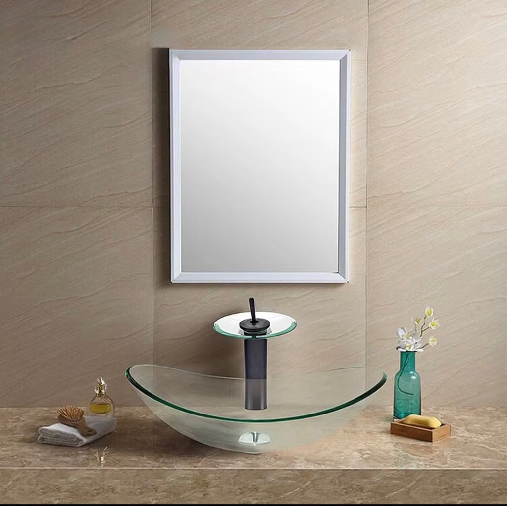 Fiore Glass Waterfall Vessel Sink Faucet