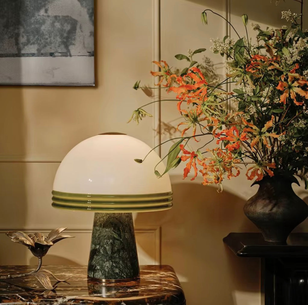 Vittoria Verde Marble Mushroom Table Lamp