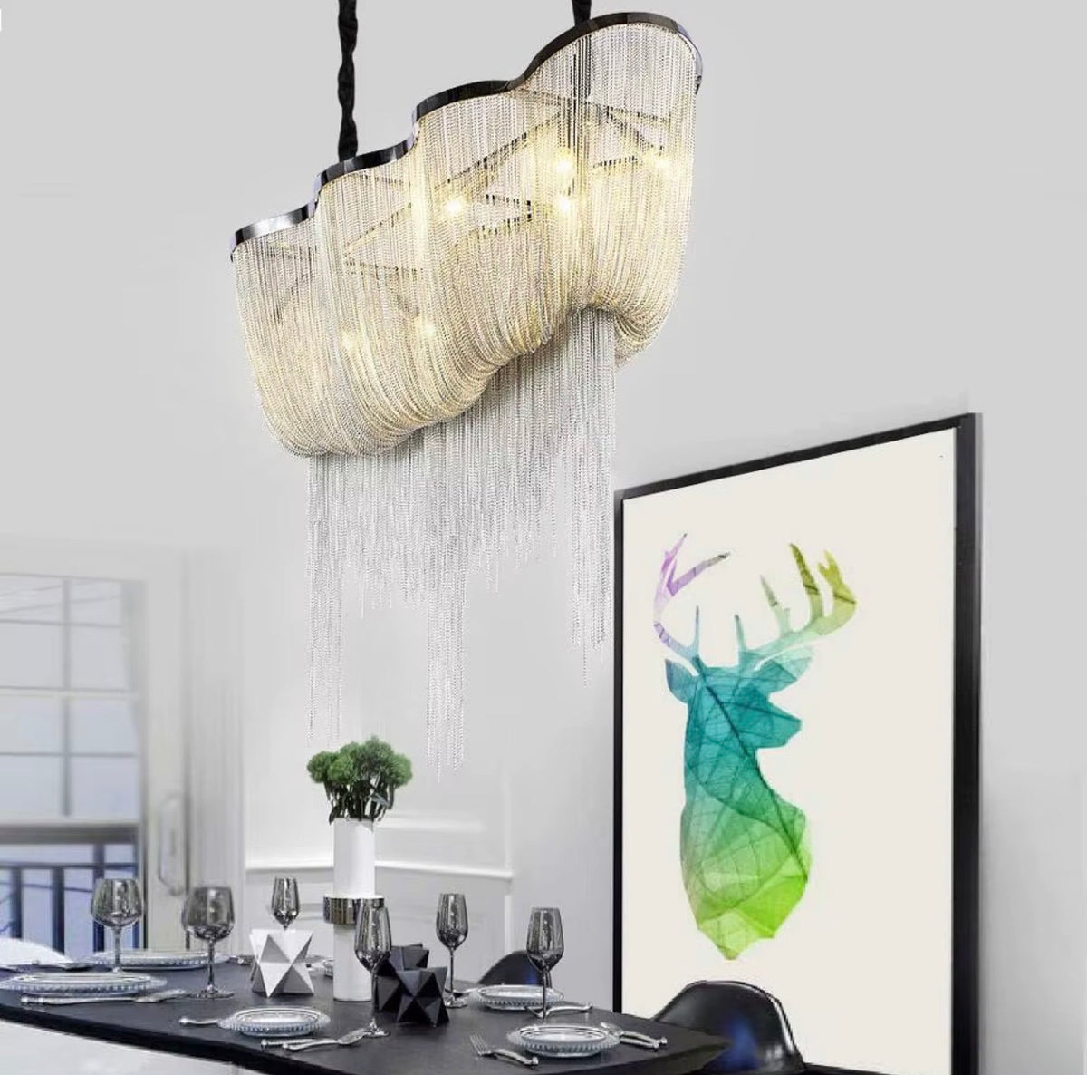 Silver Cascade 8-Light Chandelier