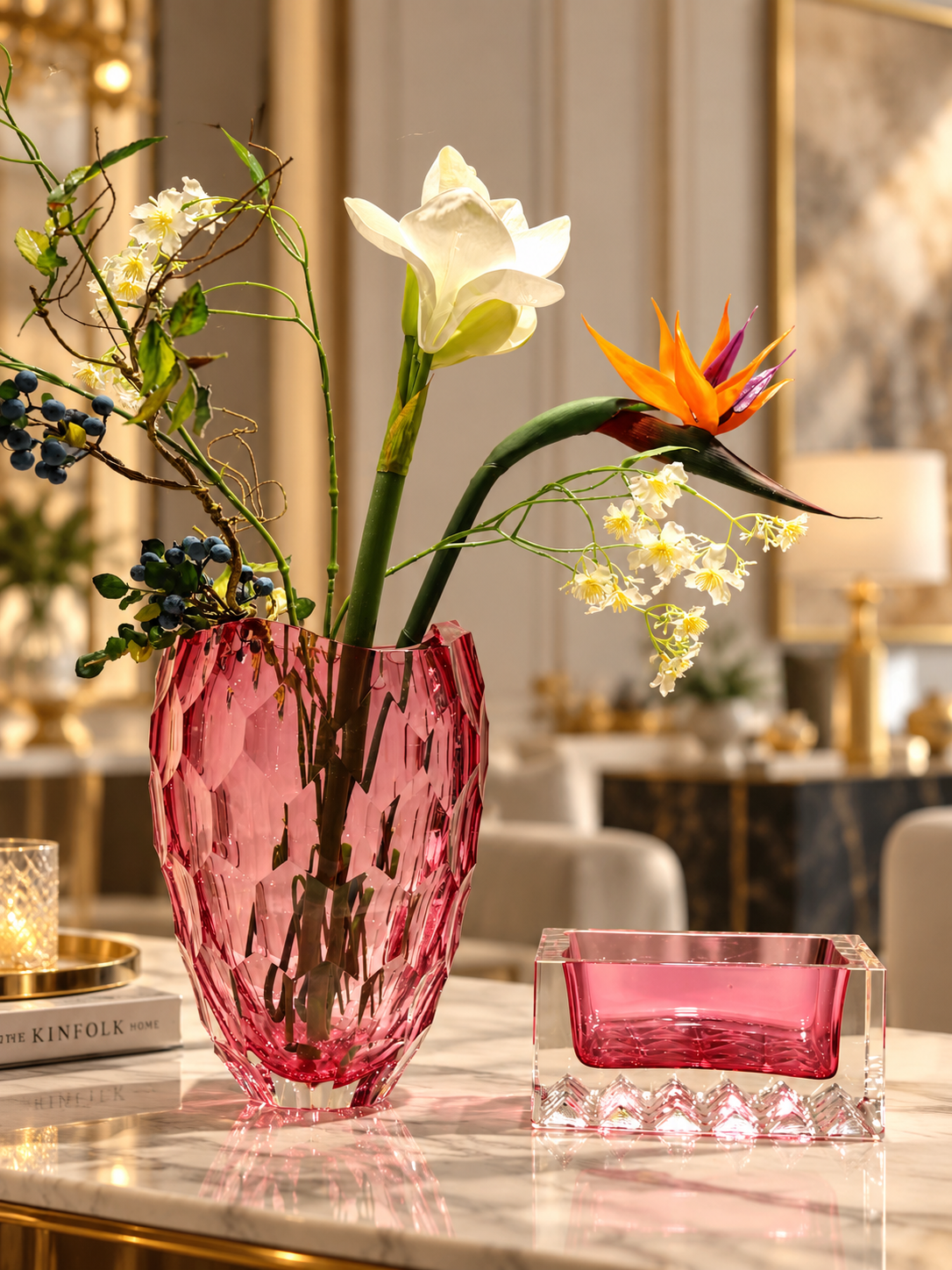 Rosalie Blush Pink Crystal Vase