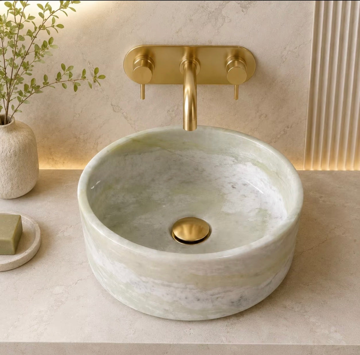 Verde Mist Natural Stone Vessel Sink