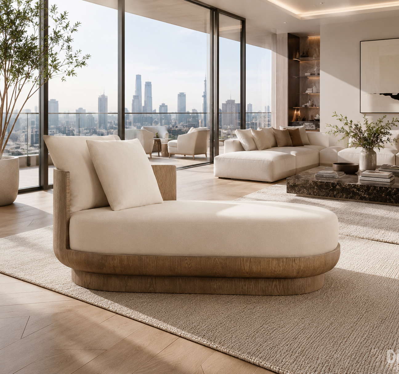 Casa Milano Riviera Solid Oak Chaise Lounge