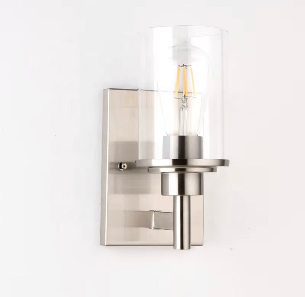 Valentina Brushed Nickel Glass Bathroom Wall Sconce