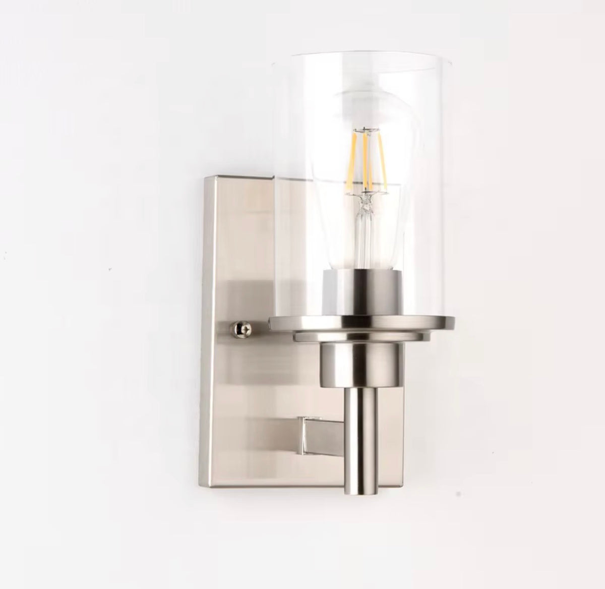 Valentina Brushed Nickel Glass Bathroom Wall Sconce