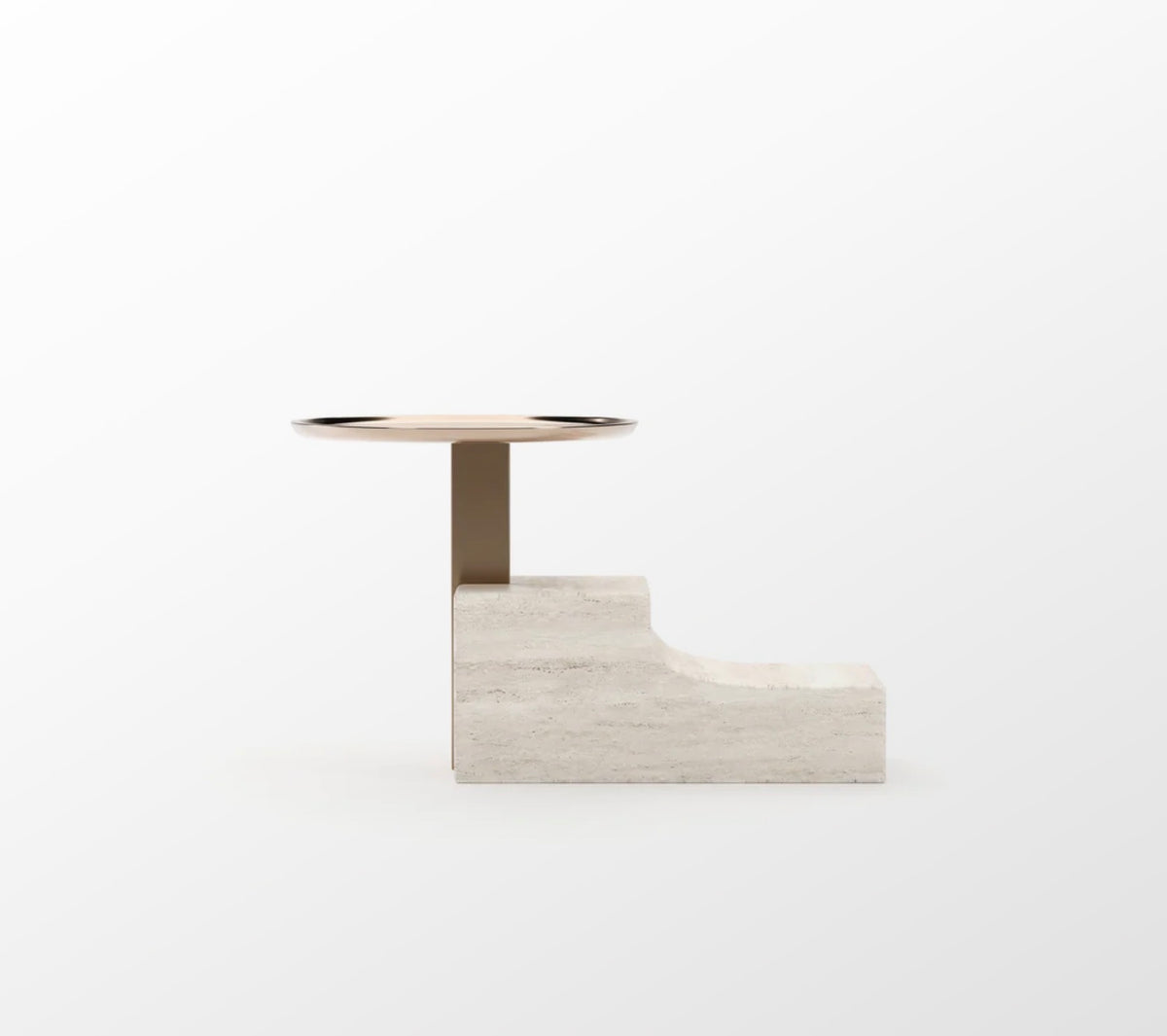 Caracole Overlap Integrated Marble & Travertine Nightstand