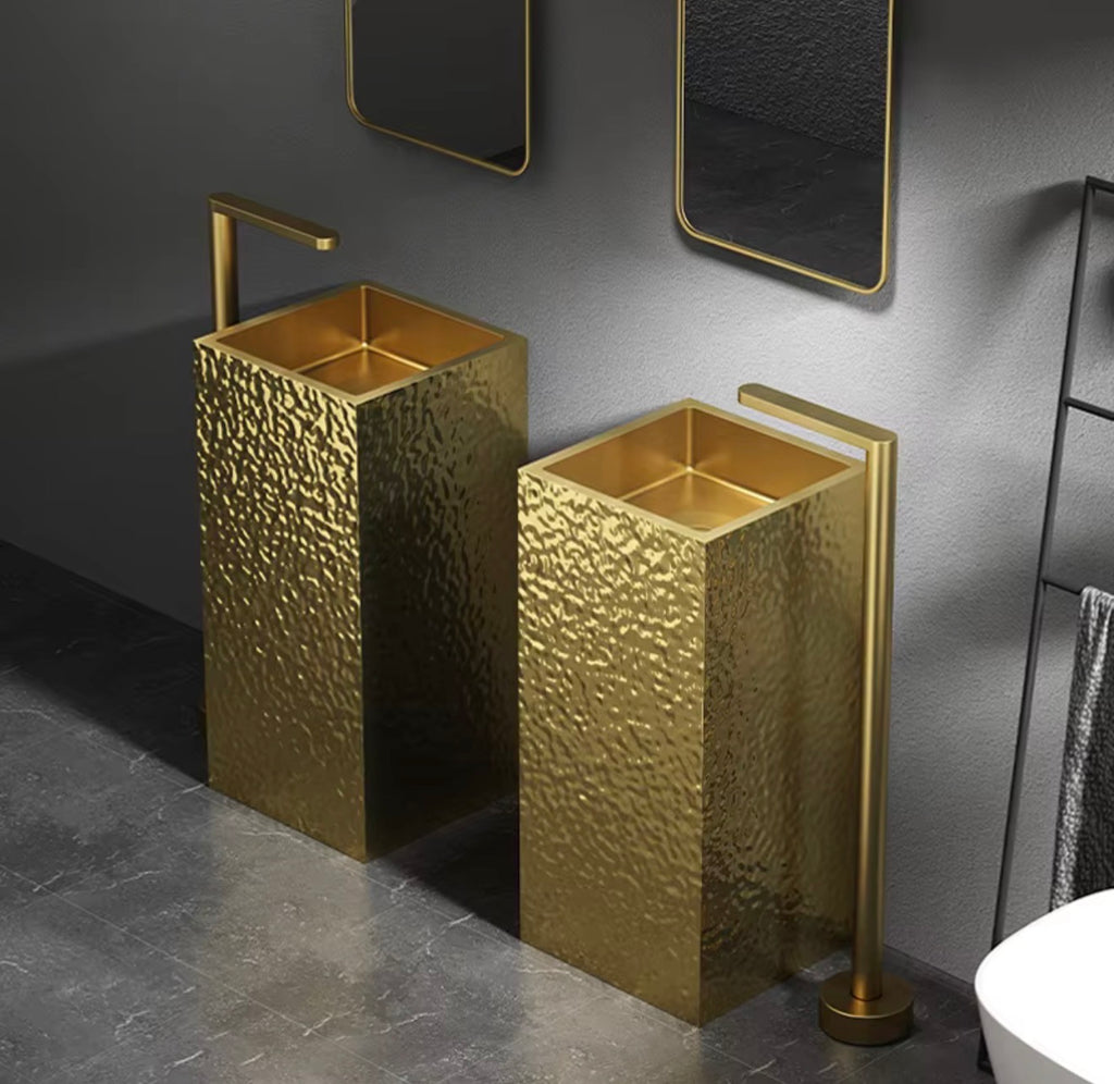 Lucien Hammered Gold 304 Stainless Steel Pedestal Sink