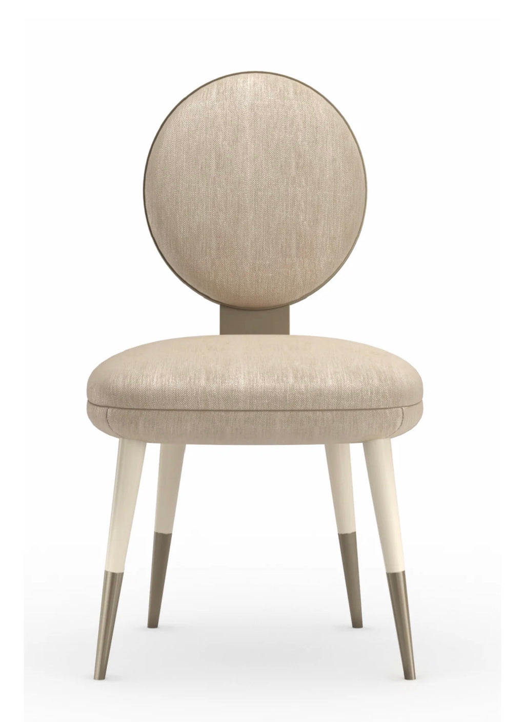 Casa Milano – Apollo Round Back Dining Chair (Ivory / Grey / Light Gold)
