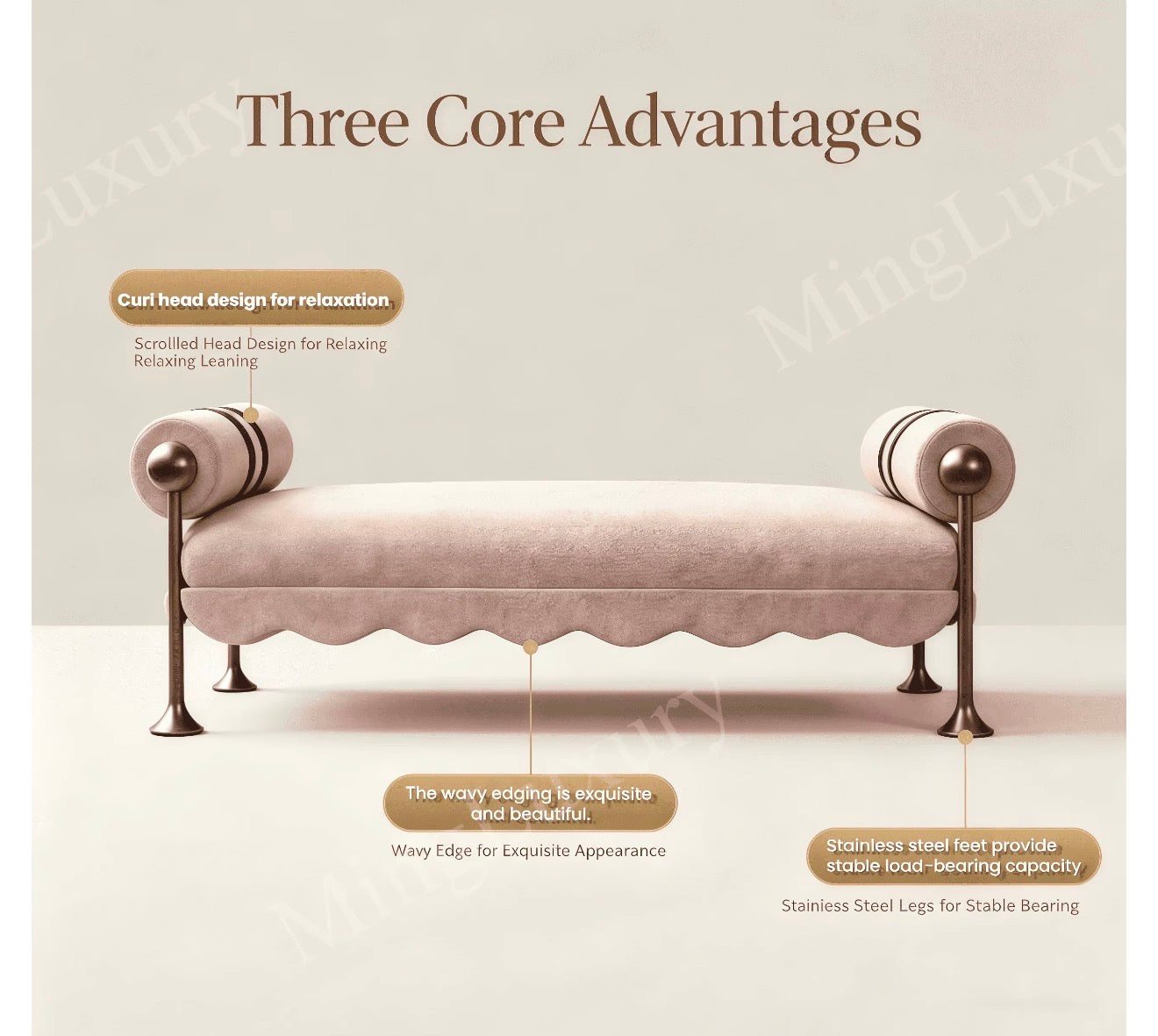 Bellini Scalloped Accent Bench