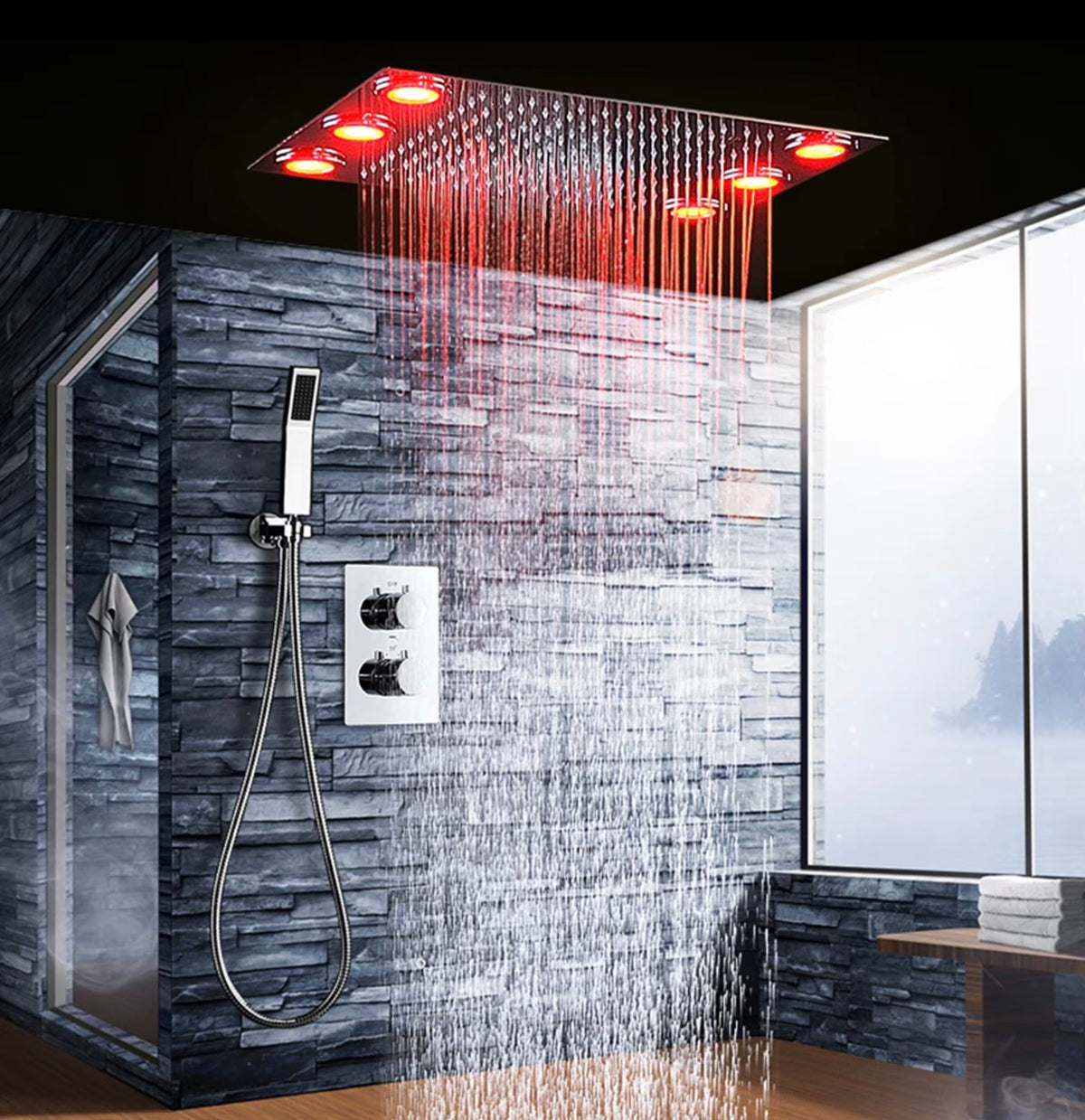 Solenne LED Thermostatic Rain Shower System