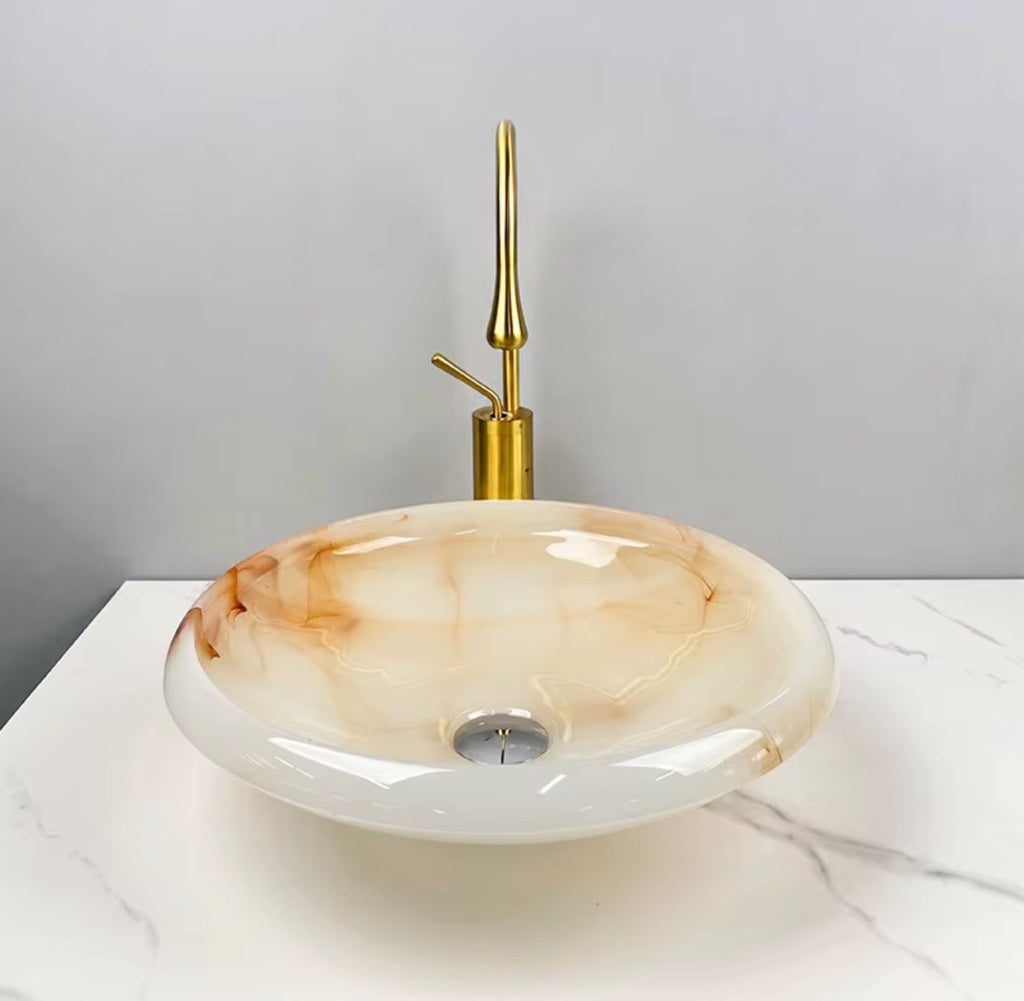 Alessia Warm Ivory Vessel Sink Set