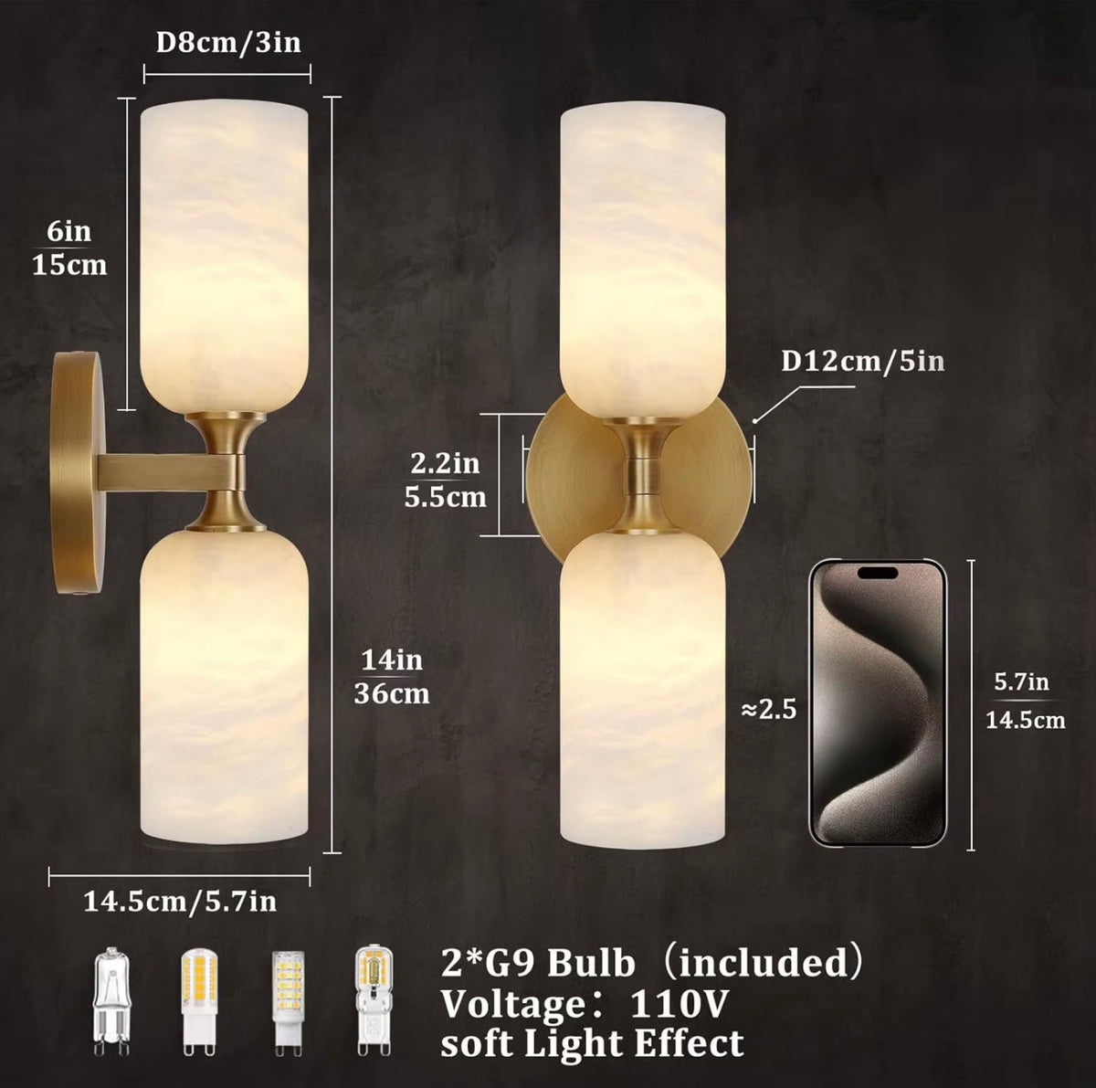 Marcella Double Marble Wall Sconce