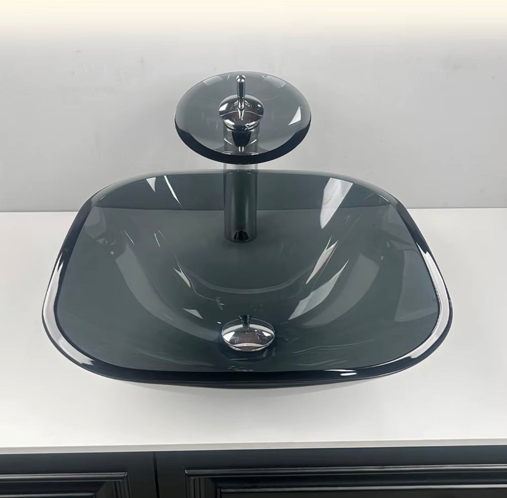 Adriana Sculptural Glass Vessel Sink Set