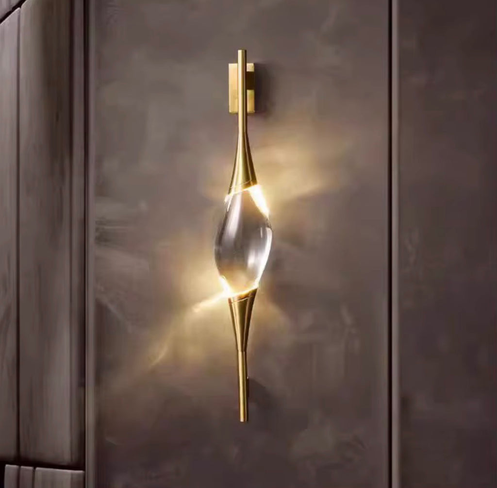 Vittorio Sculptural Crystal & Copper LED Wall Sconce