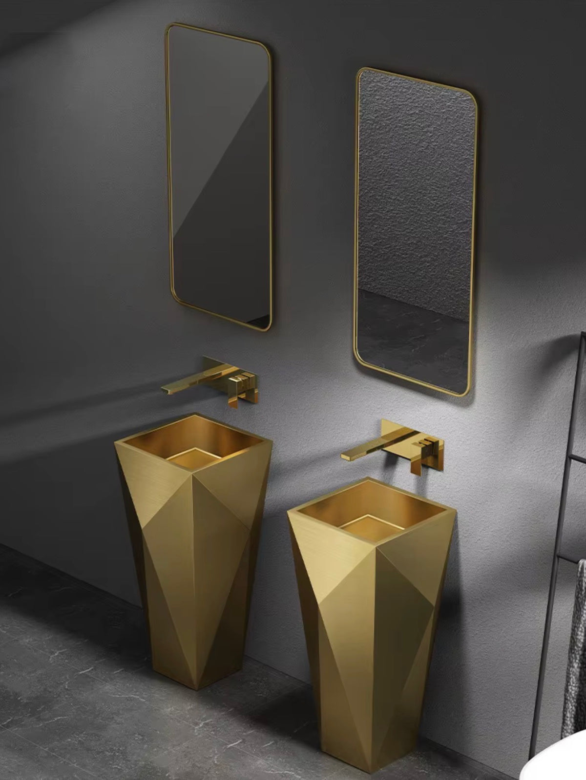 Adelardi 304 Stainless Steel Diamond Pedestal Sink