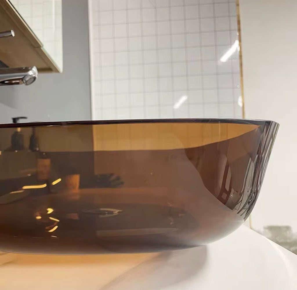Nerina Oval Tempered Glass Vessel Sink