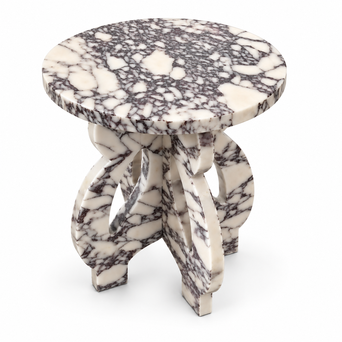 Vittoria Calacatta Viola Marble Sculptural End Table