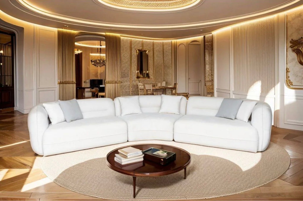 Casa Milano – Aurora Curve Sectional Sofa (White Fabric)