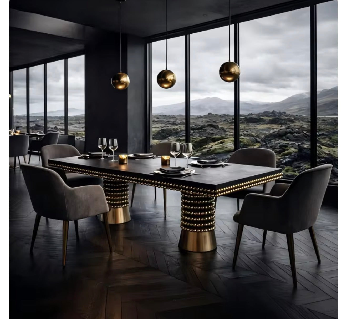 Casa Milano Valentino Noir Beaded Luxury Dining Table