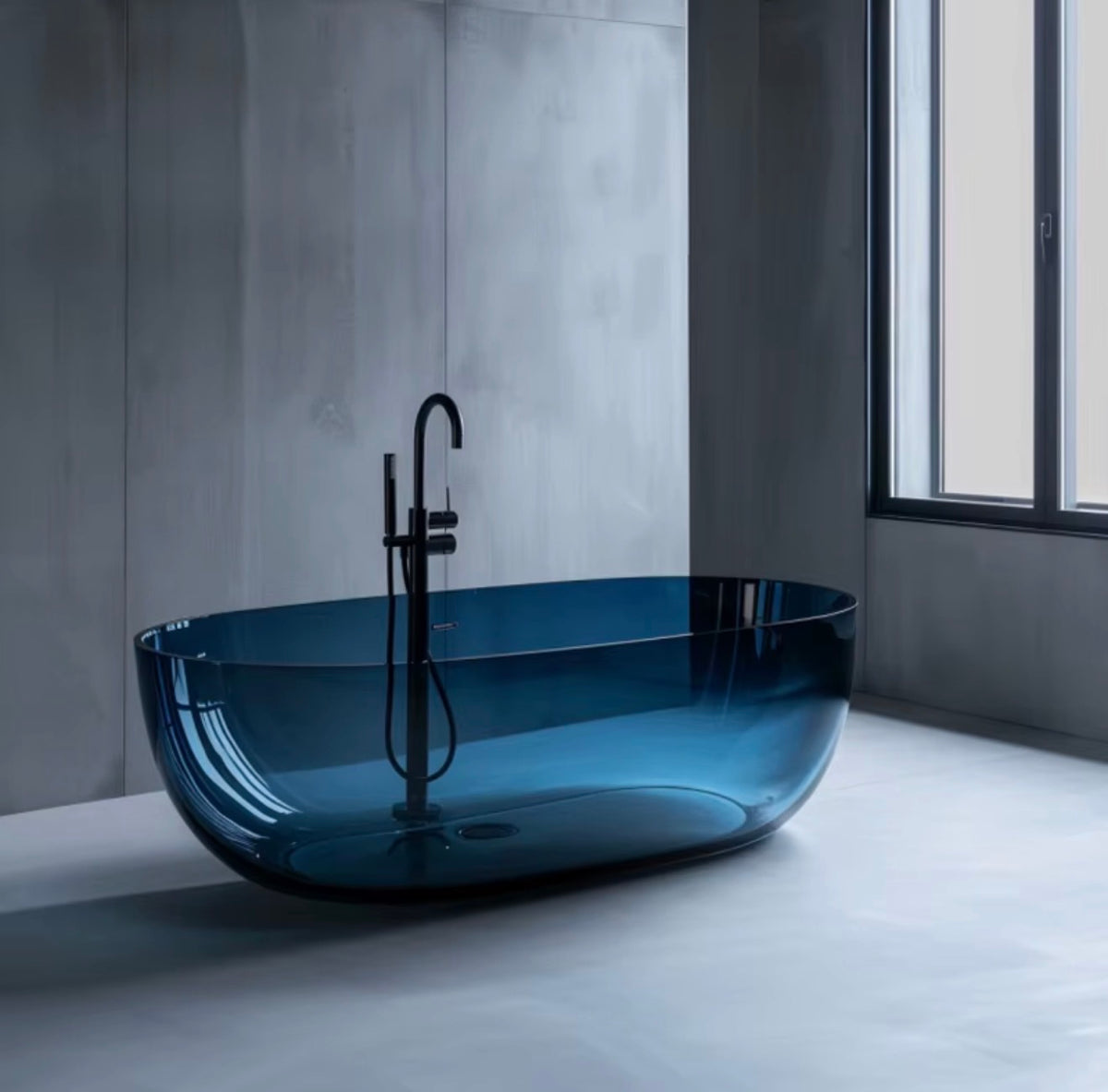 AZZURRO TRANSPARENT RESIN FREESTANDING SOAKING BATHTUB