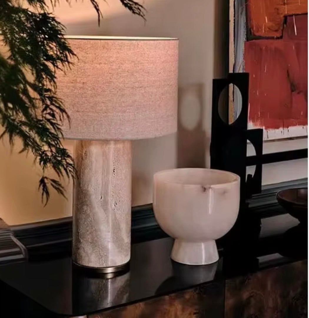 PAMELA TRAVERTINE MARBLE TABLE LAMP