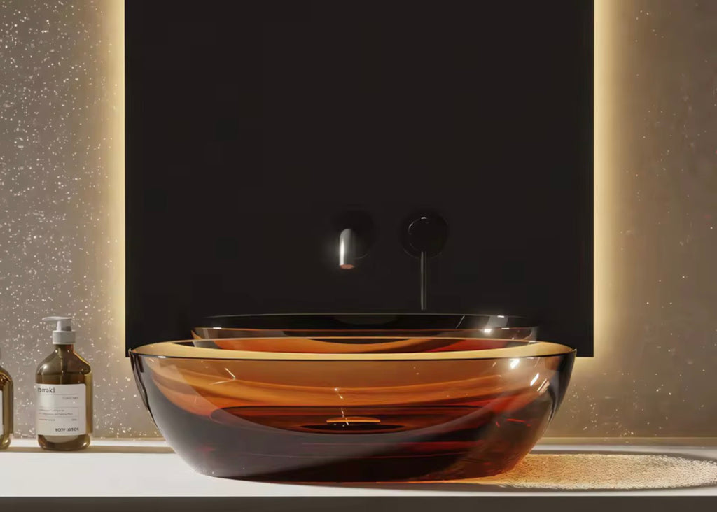 Alessandra Sculptural Transparent Resin Vessel Sink
