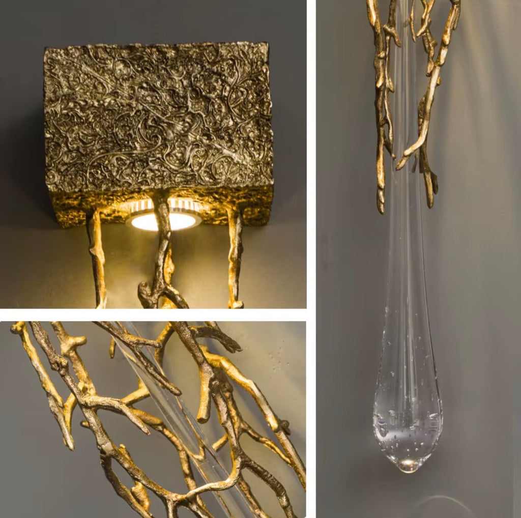 Analia Sculptural Branch & Crystal Drop Wall Sconce