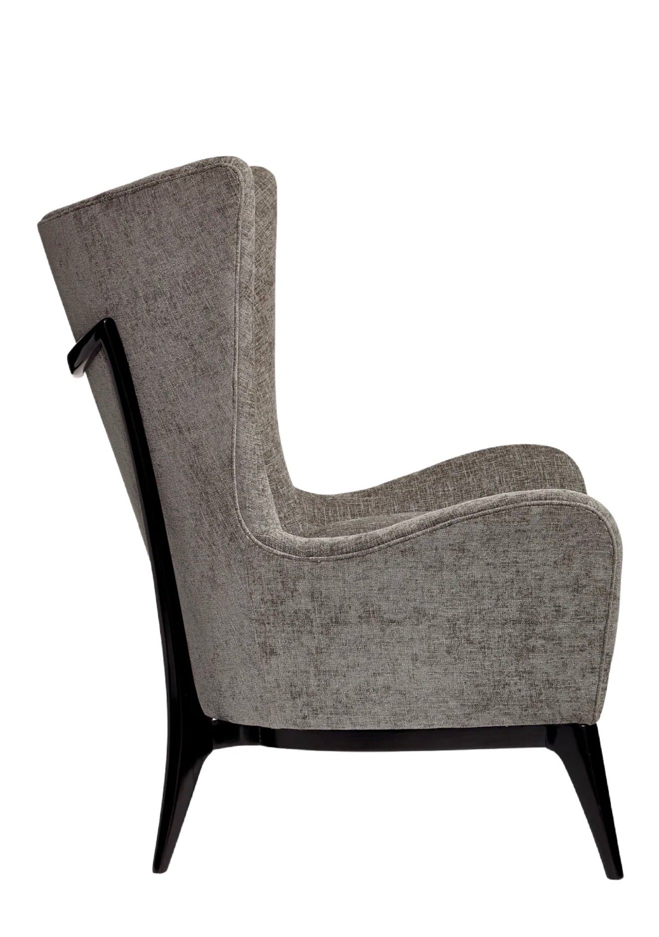 Casa Milano Modern Wing Lounge Chair – Textured Fabric (White & Gray)