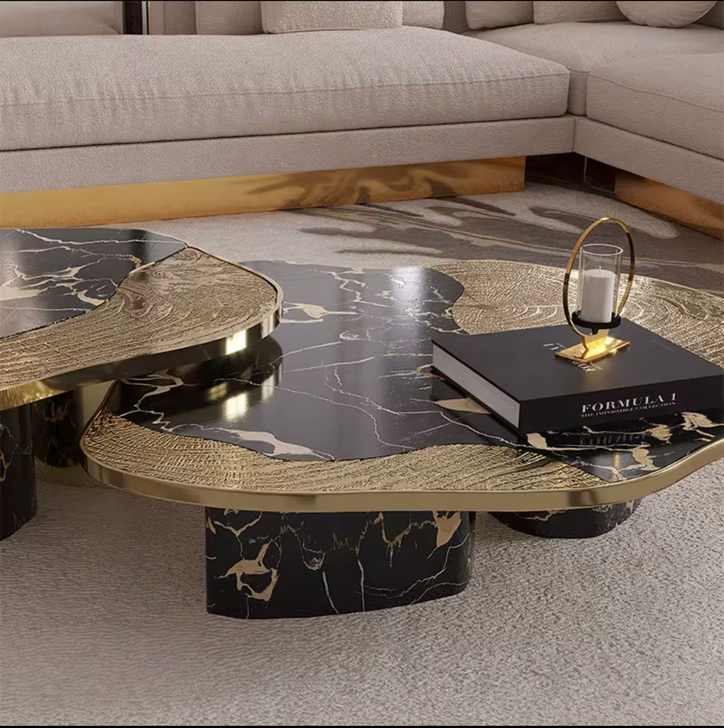 Casa Milano™ Luxury Marble Coffee Table Set – Black & White | Italian Modern Design