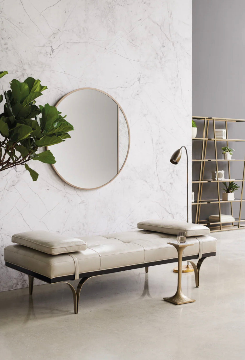 Casa Milano – Taupe Leather Luxury Daybed Bench