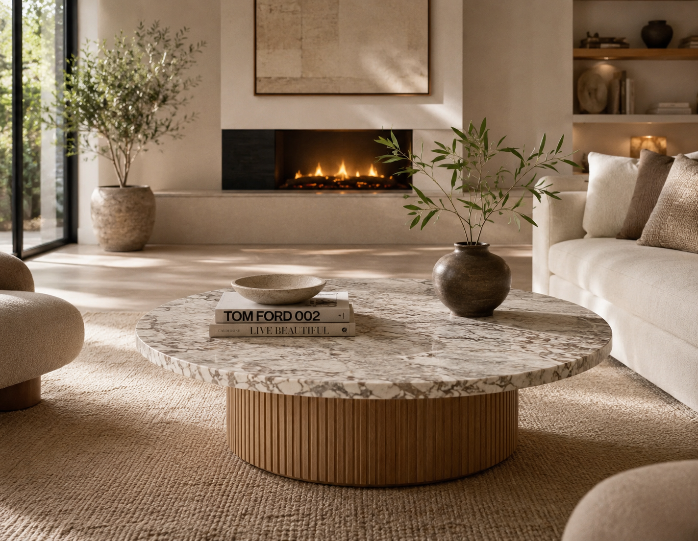 Casa Milano Siena Fluted Marble Coffee Table