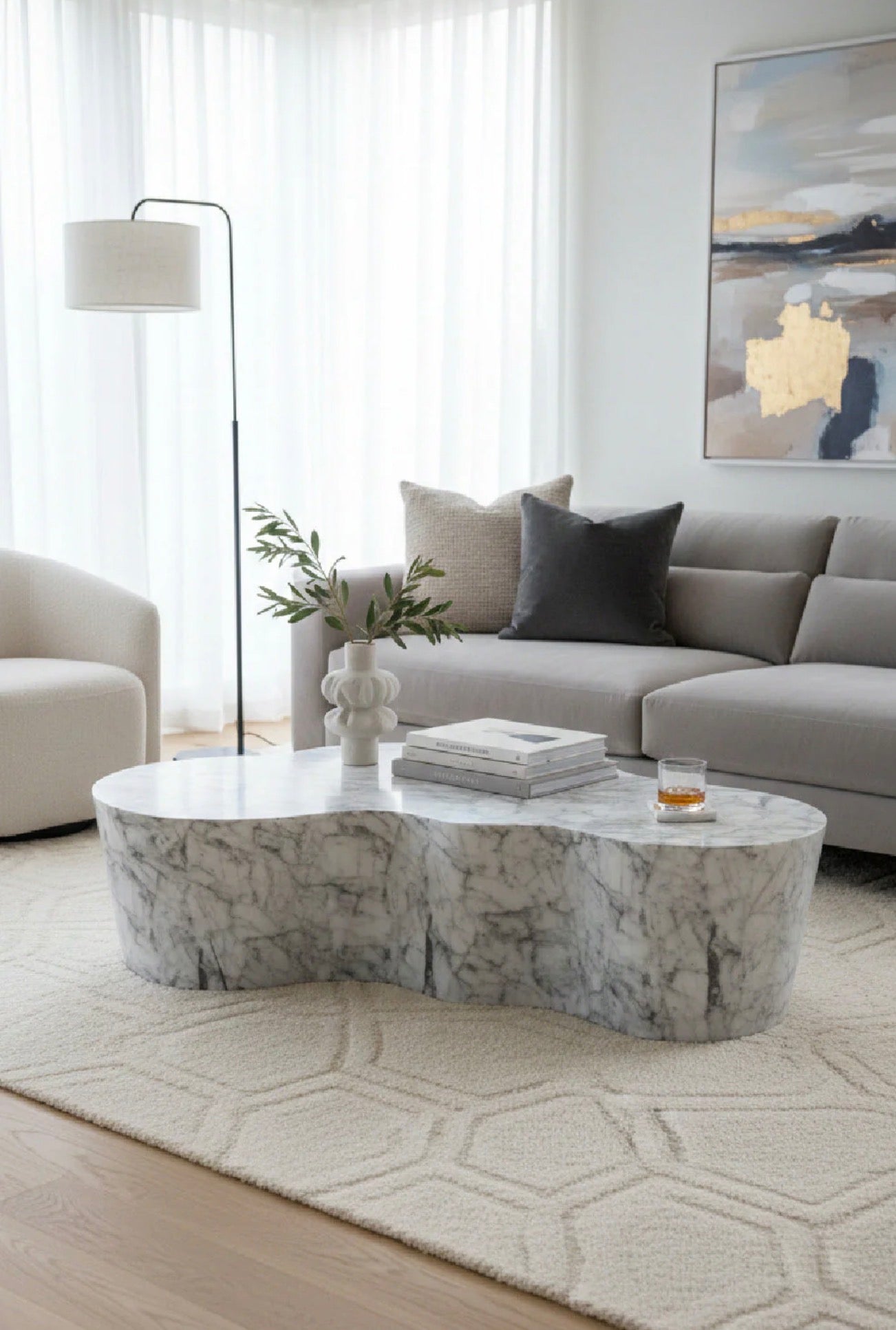 Casa Milano Ava Sculptural Marble-Look Indoor & Outdoor Coffee Table