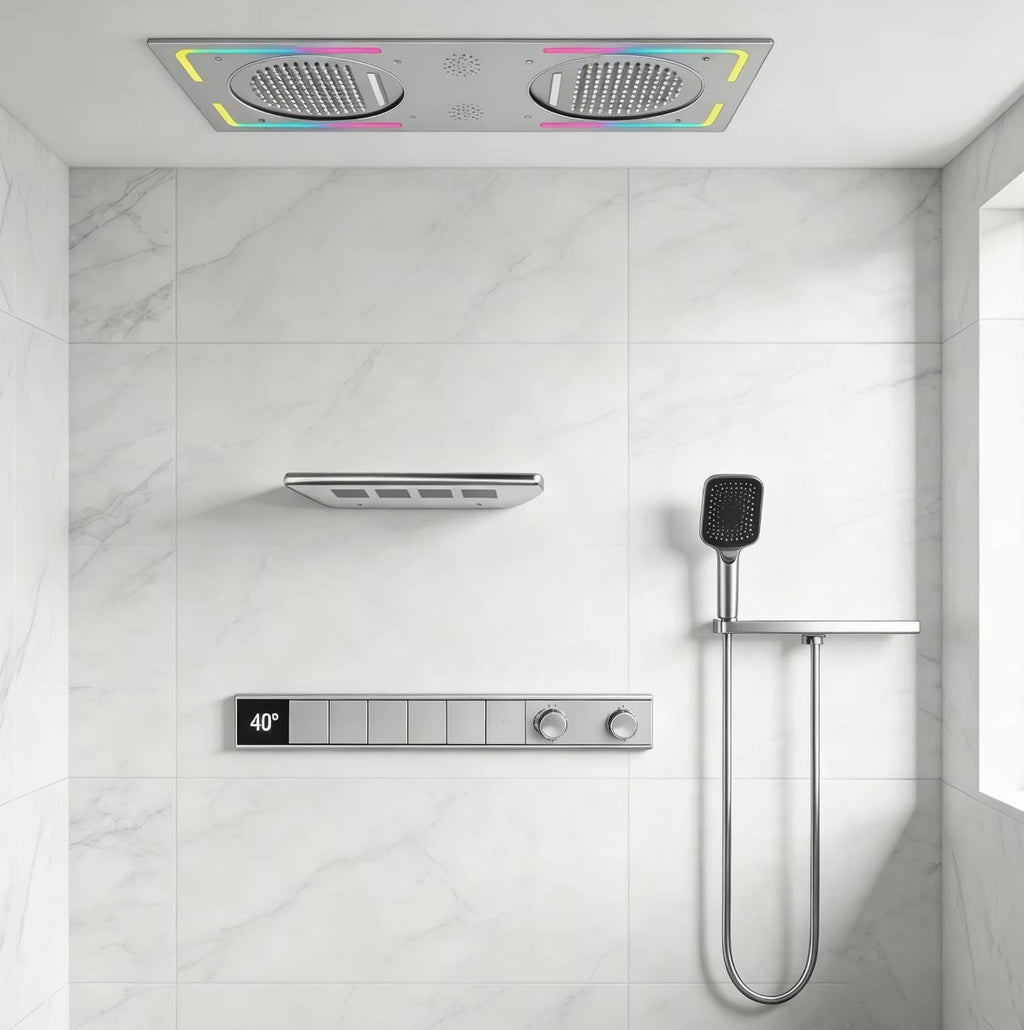 LUCIANO 6-FUNCTION THERMOSTATIC DUAL RAIN SHOWER SYSTEM