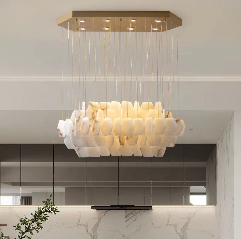 Solenne Rectangular Alabaster Chandelier