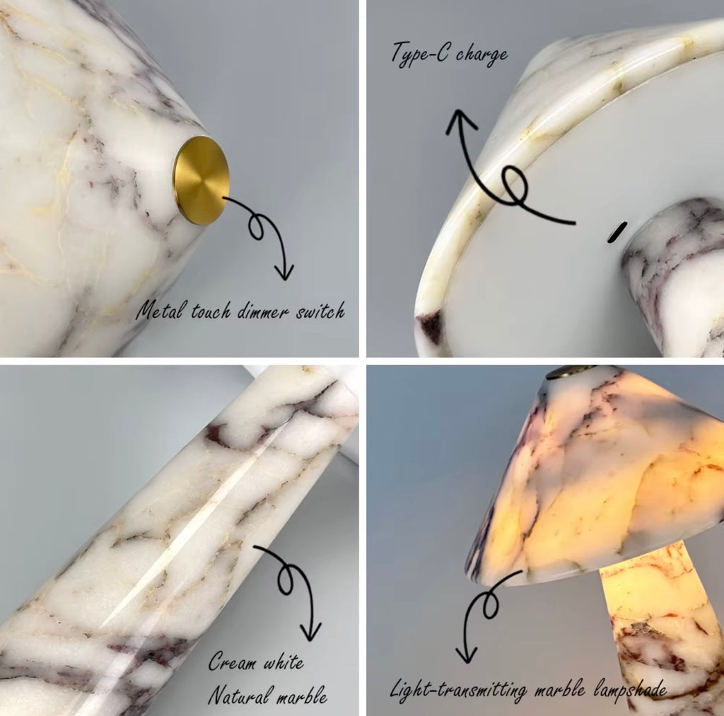Mushroom Natural Marble Table Lamp