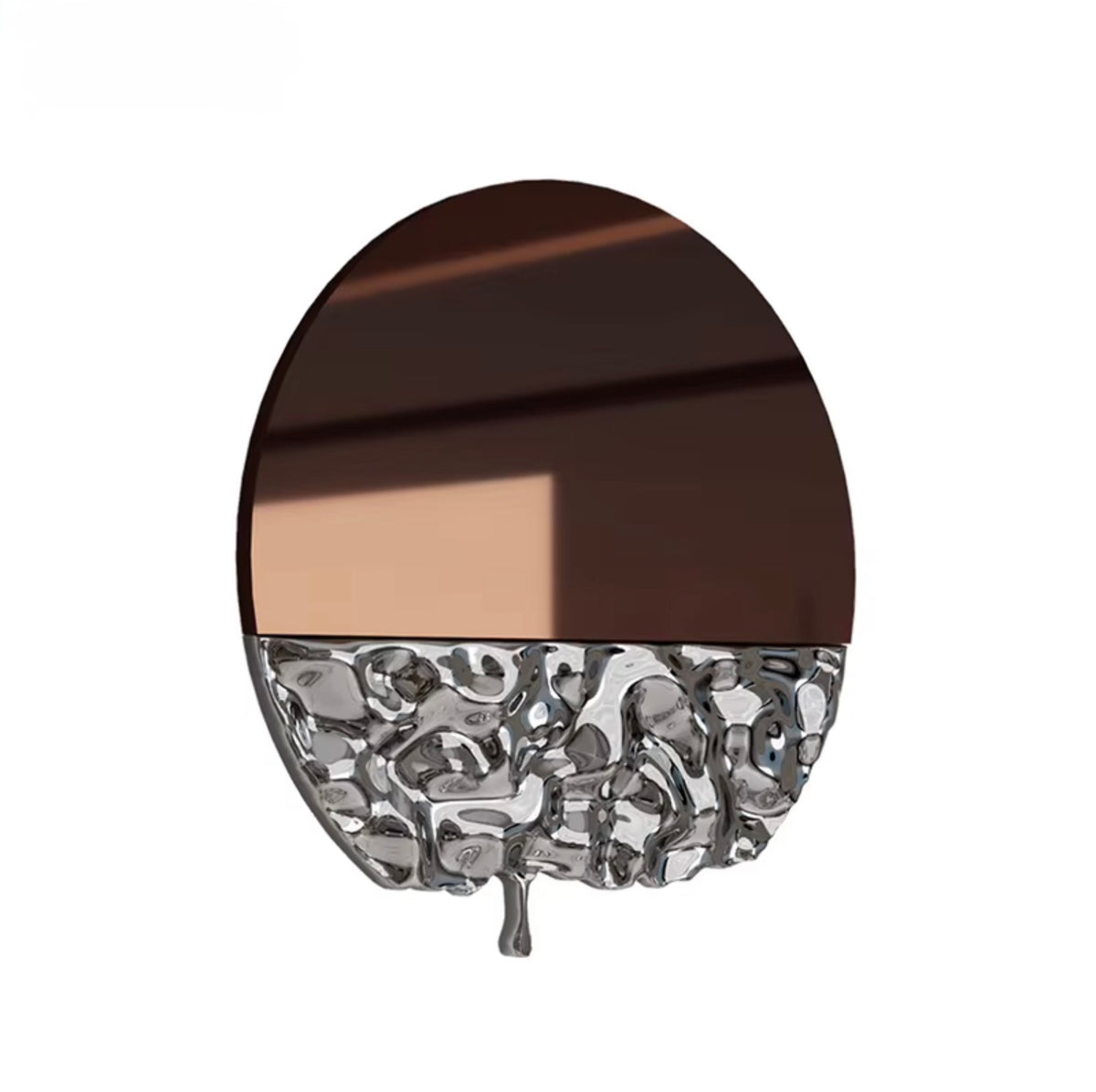 Marcella Sculptural Stainless Steel Round Wall Mirror